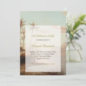 Beerdigung Foto Elegante Tropische Insel Palmen Einladung (Stehend Vorderseite)