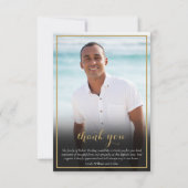 Beerdigung Foto Elegantes Gold Script Dankeskarte (Vorderseite)