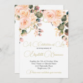 Beerdigung Foto Elegantes Rosa Rosengarten Einladung (Vorne/Hinten)