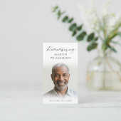 Beerdigung Foto Erinnerung Name Moderne Gebetskart Visitenkarte (Stehend Vorderseite)