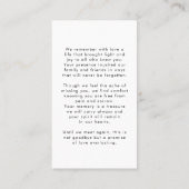 Beerdigung Foto Erinnerung Name Moderne Gebetskart Visitenkarte (Rückseite)