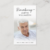 Beerdigung Foto Erinnerung Name Moderne Gebetskart Visitenkarte (Vorderseite)