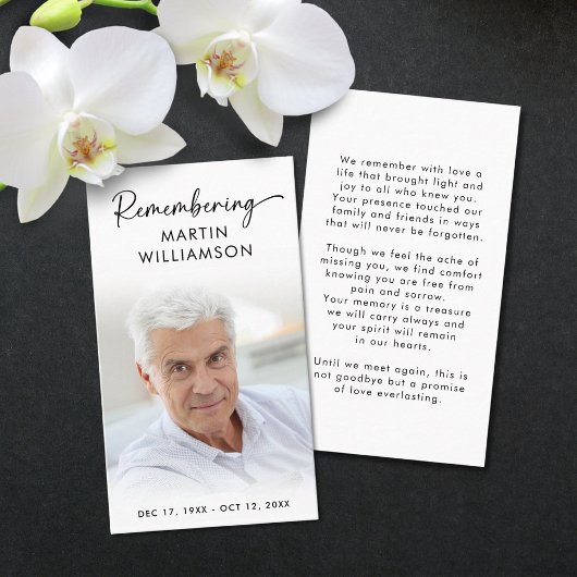 Beerdigung Foto Erinnerung Name Moderne Gebetskart Visitenkarte