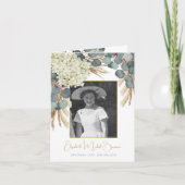 Beerdigung Foto floral Elegant Eukalyptus Foliage Einladung (Vorderseite)