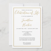 Beerdigung Foto Gold-Script-Feier zum Leben Einladung (Rückseite)