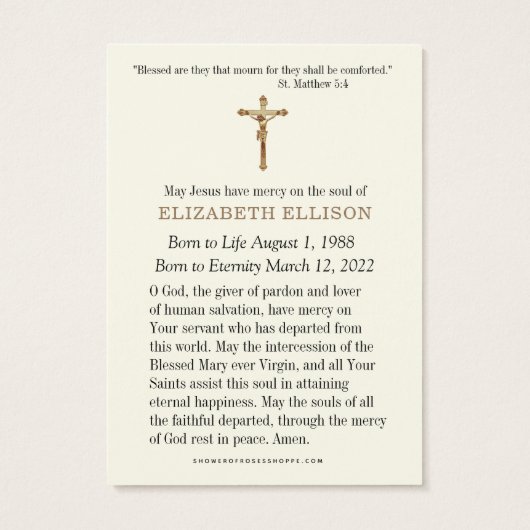 Beerdigung Foto katholische Gedenkkarte (Rückseite)