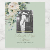 Beerdigung Foto Männliche  Elegante Rose Weinetikett (Einzelnes Label)