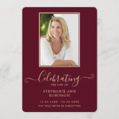 Beerdigung Foto Order of Service Burgundy Gold Programm (Vorderseite)