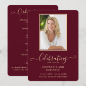 Beerdigung Foto Order of Service Burgundy Gold Programm (Vorne/Hinten)