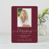 Beerdigung Foto Order of Service Burgundy Gold Programm (Stehend Vorderseite)