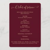 Beerdigung Foto Order of Service Burgundy Gold Programm (Rückseite)