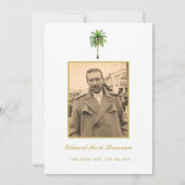 Beerdigung Foto Palm Tree Wasserfarben Einladung (Rückseite)