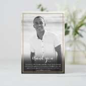 Beerdigung Foto Schwarz-Weiß-Elegant Dankeskarte (Stehend Vorderseite)