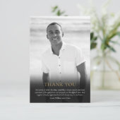 Beerdigung Foto Schwarz-Weiß Elegante Grüne Dankeskarte (Stehend Vorderseite)