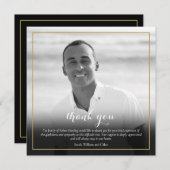 Beerdigung Foto Schwarz-Weiß Elegante Platz Dankeskarte (Vorne/Hinten)