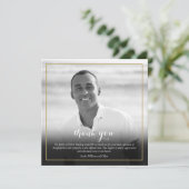 Beerdigung Foto Schwarz-Weiß Elegante Platz Dankeskarte (Stehend Vorderseite)