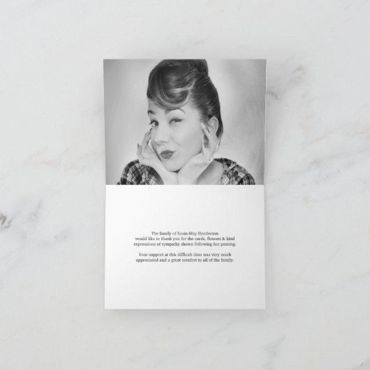 Beerdigung Foto Vielen Dank | Beileid-Rote Rosen Dankeskarte (Innenseite)