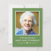 Beerdigung Foto Vielen Dank | Grün im liebenden Sp Dankeskarte (Vorderseite)