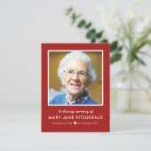 Beerdigung Foto Vielen Dank | Rot in Love Memory Dankeskarte (Stehend Vorderseite)