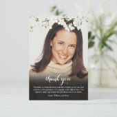Beerdigung Foto Weiße Blossom Blütenblume Dankeskarte (Stehend Vorderseite)