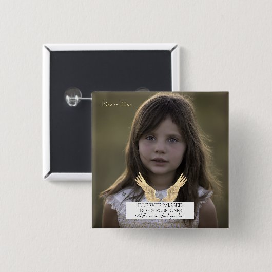 Beerdigung für immer Fehlende Erinnerung Engel Win Button (Vorne & Hinten)