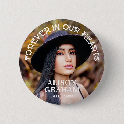 Beerdigung für immer in unserem Herz-Foto-Button Button (Vorderseite)