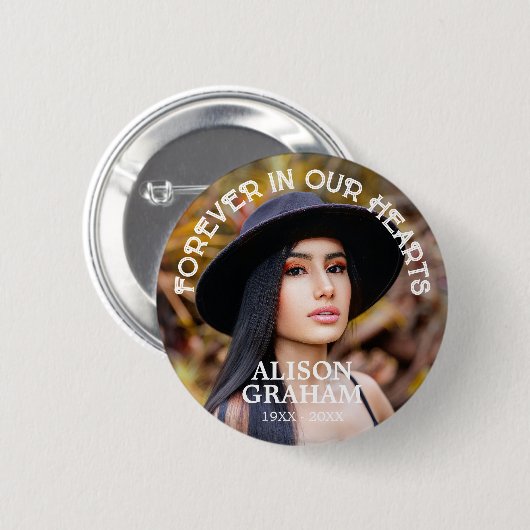 Beerdigung für immer in unserem Herz-Foto-Button Button (Vorne & Hinten)