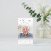 Beerdigung für immer in unserem Herzen Foto Gebets Visitenkarte (Stehend Vorderseite)