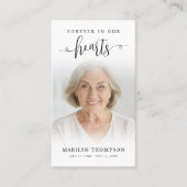 Beerdigung für immer in unserem Herzen Foto Gebets Visitenkarte (Vorderseite)