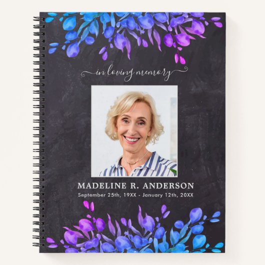 Beerdigung Gästebuch Botanisches Foto Gedächtnis Notizblock (Vorderseite)