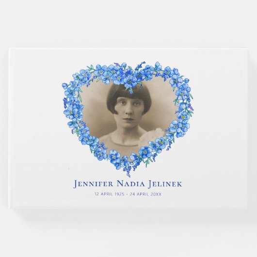 Beerdigung Gästebuch vergessen-me-nots Blume blau (Vorderseite)