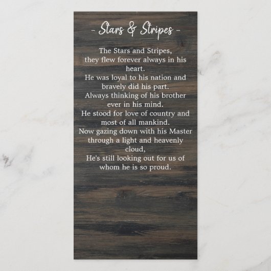 Beerdigung Gebet Karte Stars Streifen Gedicht US-F (Rückseite)