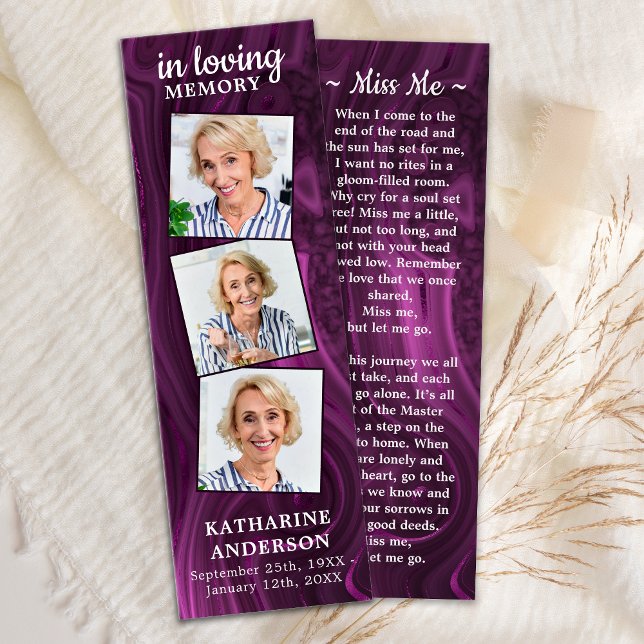 Beerdigung Gebet Lesezeichen 3 Foto Gedicht Lila M (Von Creator hochgeladen)