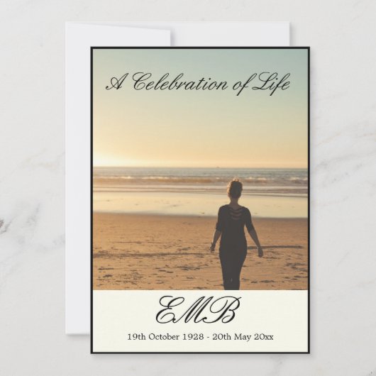 Beerdigung Gedächtnis Einfaches Foto Feier des Leb Einladung (Vorderseite)