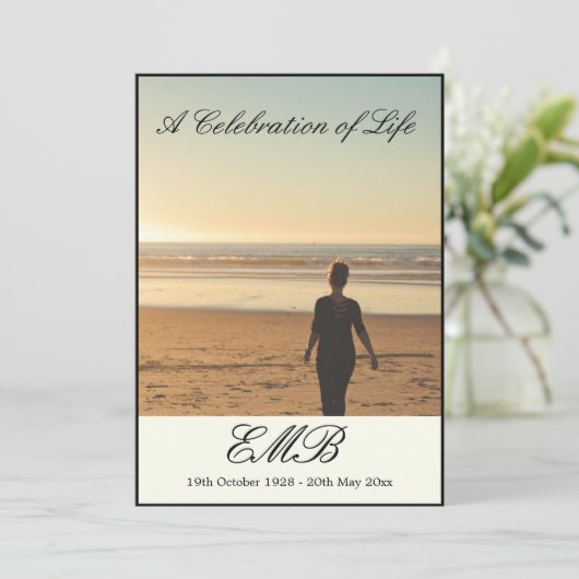 Beerdigung Gedächtnis Einfaches Foto Feier des Leb Einladung (Stehend Vorderseite)