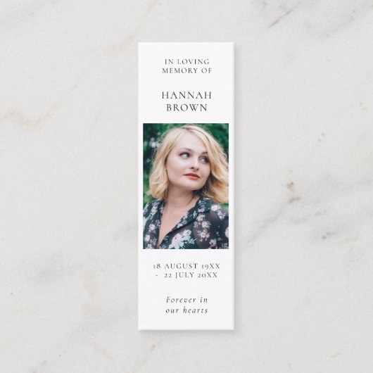 Beerdigung Gedächtnis Elegante Lesezeichen Karte C (Vorderseite)