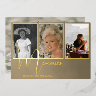 Beerdigung Gedächtnis Elegante Modernes 4 Foto Folieneinladung