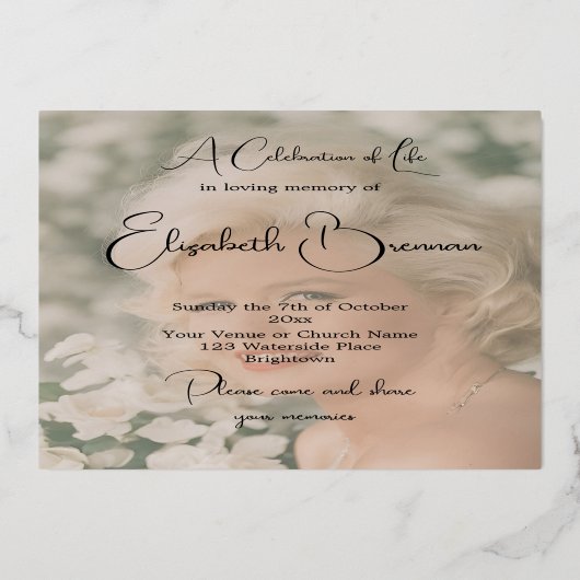 Beerdigung Gedächtnis Parco Civico-Ciani Folieneinladung (Rückseite)