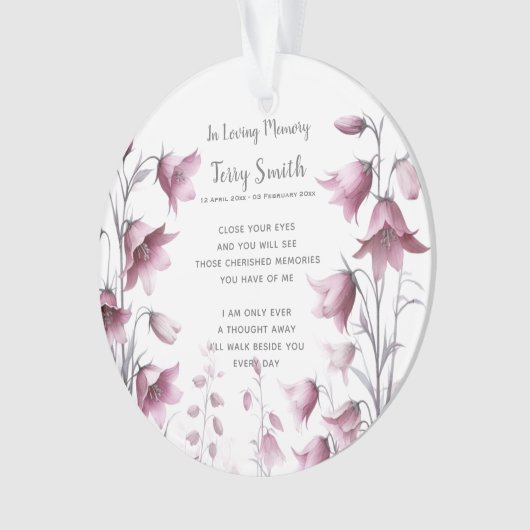 Beerdigung/Gedenkfeier Ornament (Vorderseite)