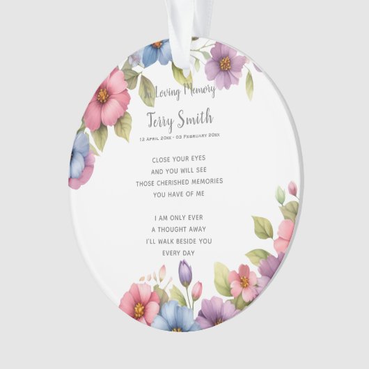 Beerdigung/Gedenkfeier Ornament (Vorderseite)