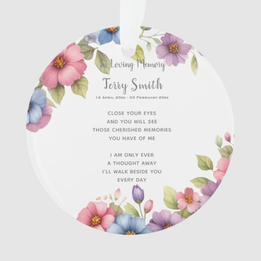 Beerdigung/Gedenkfeier Ornament (Vorderseite)