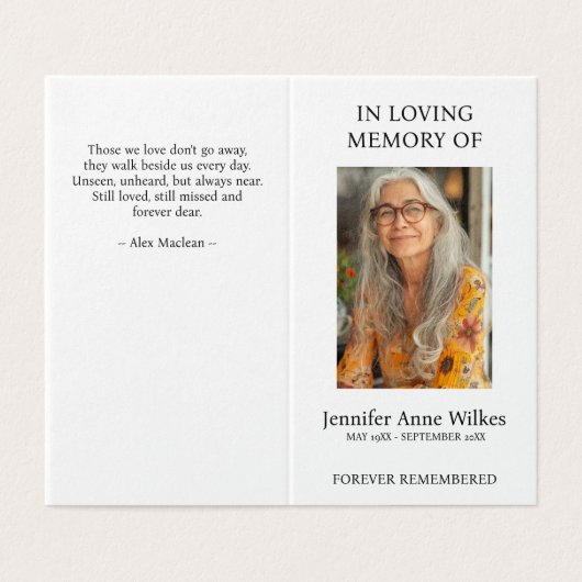 Beerdigung Gedenkfeier zum Leben Danke (Außenseite Aufgefaltet)