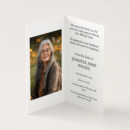 Beerdigung Gedenkfeier zum Leben Danke (Innenseite)