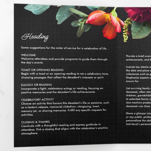 Beerdigung/Gedenkfloral 7-Foto Modernes Drehbuch Dreifach-gefaltete Programmkarte (Innen Erste Seite)