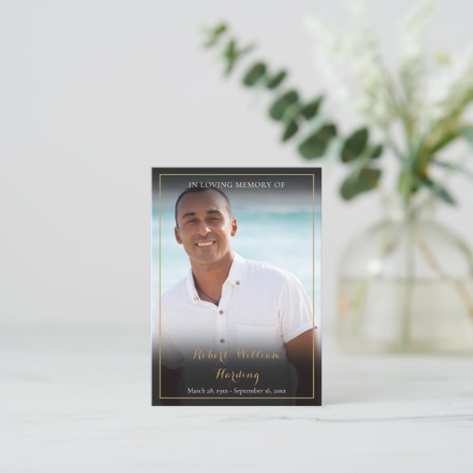 Beerdigung Gedenkgebet Fotokarten Visitenkarte (Stehend Vorderseite)