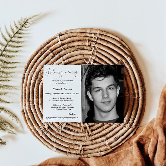 Beerdigung, Gedenkgottesdienst, Begehung des Leben Einladung