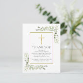 Beerdigung Gedenkgrün Christliches Foto Dankeskarte (Stehend Vorderseite)