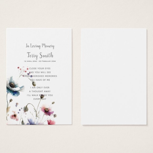 Beerdigung / Gedenkkarte (Vorne & Hinten)