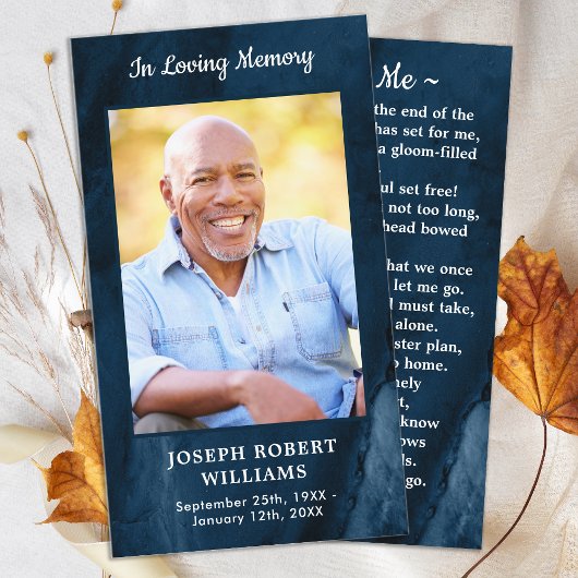 Beerdigung Gedenkkarte Blaue Marmorkarte Foto Telefonnummerkarte