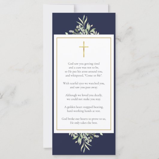 Beerdigung Gedenkkarte Foto Grüne Gebetskarte (Rückseite)